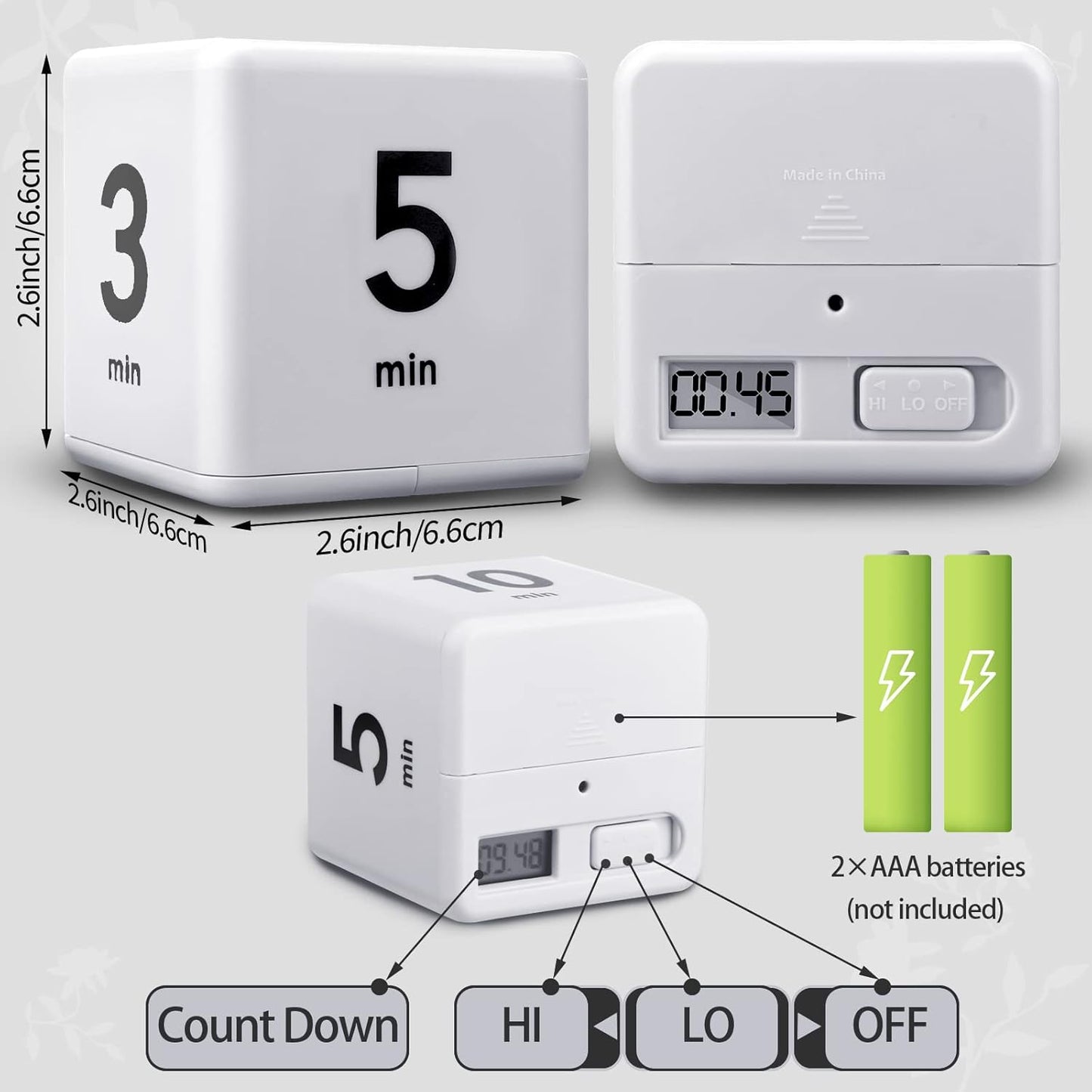 Weewooday 2 Pieces Cube Productivity Timer Flip Gravity Sensor Flip Countdown Countup Workout Timer Management 1 3 5 10 Minutes and 15 20 30 60 Minutes for Work Learning Kitchen Cooking(Green, Blue)