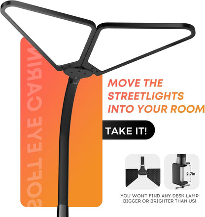 AILBTON Bright LED Desk Lamp with Clamp,Eye Caring Architect Led Desk Lights with Adjustable Swing Arm for Office Home,Dimming and Tempering Led Table Light