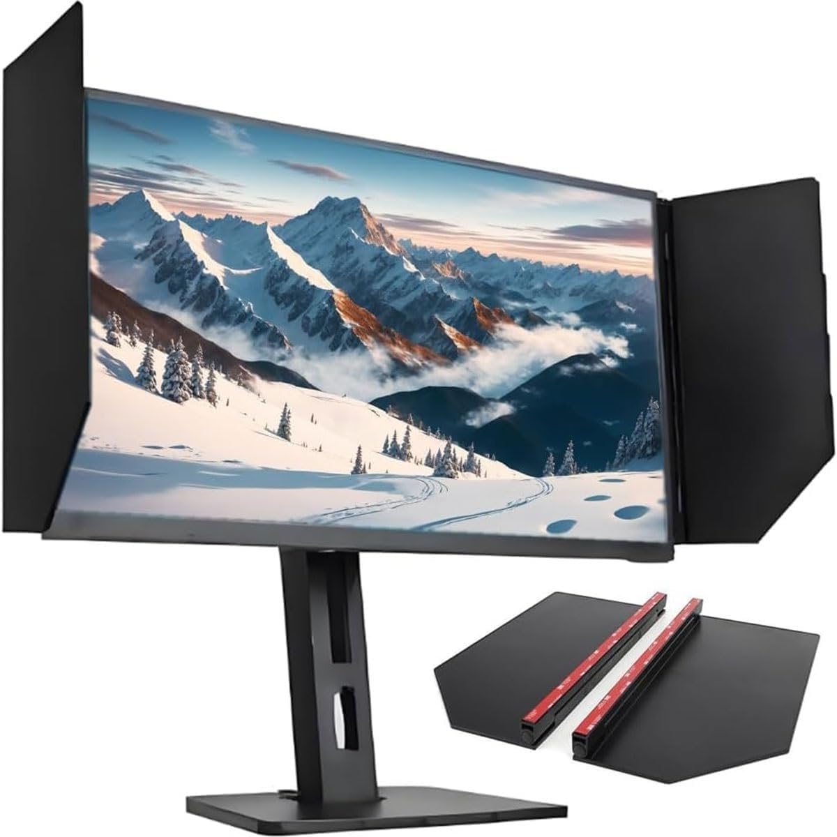 Foldable Monitor Hood Sunshade, Anti-Glare Light Shield with Side Panel, with 24-27 Inch All Brand Desktop Computer Monitors