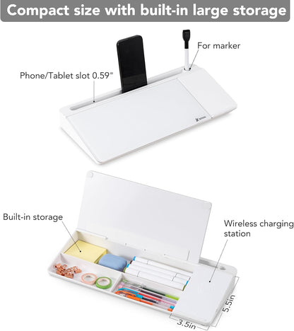 Varhomax Glass Weekly Planner Desk White Board, Desktop Calendar Whiteboard with Storage, to Do List Memo Caddy for Home Office and School Supplies, Black