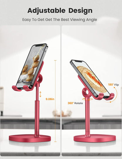 LISEN Cell Phone Stand Phone Holder for Desk Office Decor, Office Desk Accessories Women PC Gaming Essentials iPhone Stand Gadgets Men Gift for Father Fit OtterBox Case Switch iPad Air Tablet 4-10 in