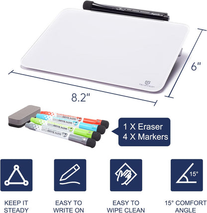 Desktop Glass White Board with Storage ＆ Small Desktop Glass Dry-Erase whiteboard
