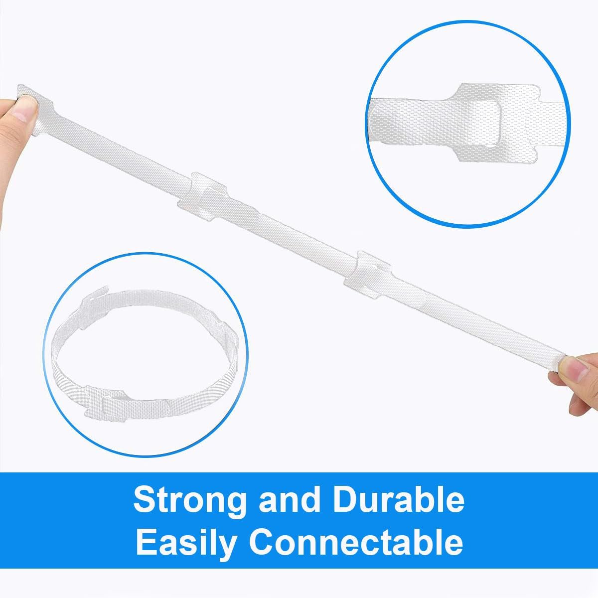 California JOS 60 PCS 6 Inches Reusable Cable Ties, Wire Ties, Cord Organizer, Cable Organizer, Adjustable Cable Management - White
