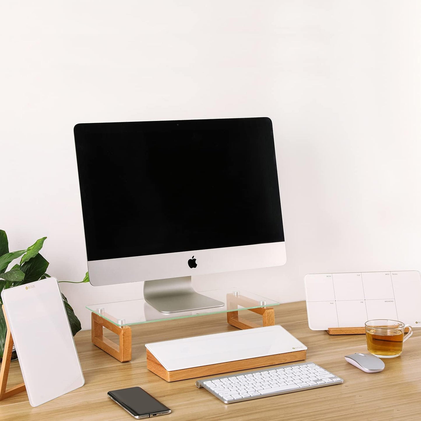 Yeoux Office Essential - Desktop Glass Whiteboard Combination