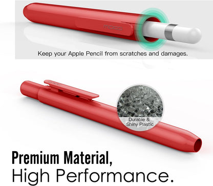 MoKo Holder Case for Apple Pencil 1st Generation, Retractable Apple Pencil 1st Case Protective iPad Pencil Sleeve Skin Cover with Sturdy Clip, Pink