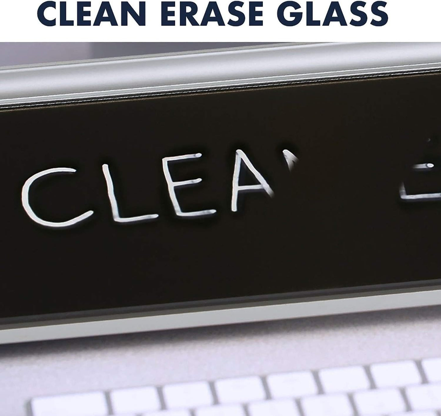 Quartet Glass Dry Erase White Board, Desktop Computer Pad for Notetaking, 18" x 6" Whiteboard, Clean Erase Surface with Storage, 1 Dry Erase Marker, White Surface (GDP186)