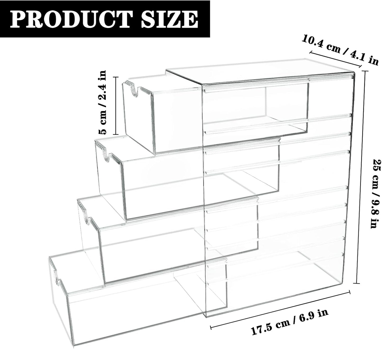 Clear Hair Accessories Organizer Box with 6 Layers, Acrylic Stackable Storage Drawers for Hair Ties, Claw Clips, Bow Holder for Girls, Vanity Makeup Organizer, Bathroom or Desk Countertop Container