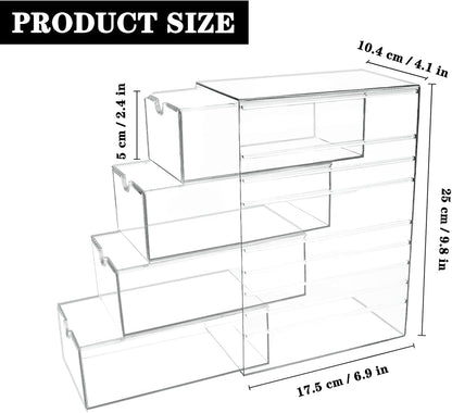 Clear Hair Accessories Organizer Box with 6 Layers, Acrylic Stackable Storage Drawers for Hair Ties, Claw Clips, Bow Holder for Girls, Vanity Makeup Organizer, Bathroom or Desk Countertop Container