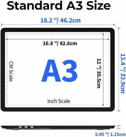 Heanolier Rechargeable A4 Light Board with Stand, 7100Lux Super Bright Magnetic Light Pad with Side Buttons, Wireless Light Box for Tracing, LED Light Table for Diamond Painting,Sketching,Drawing