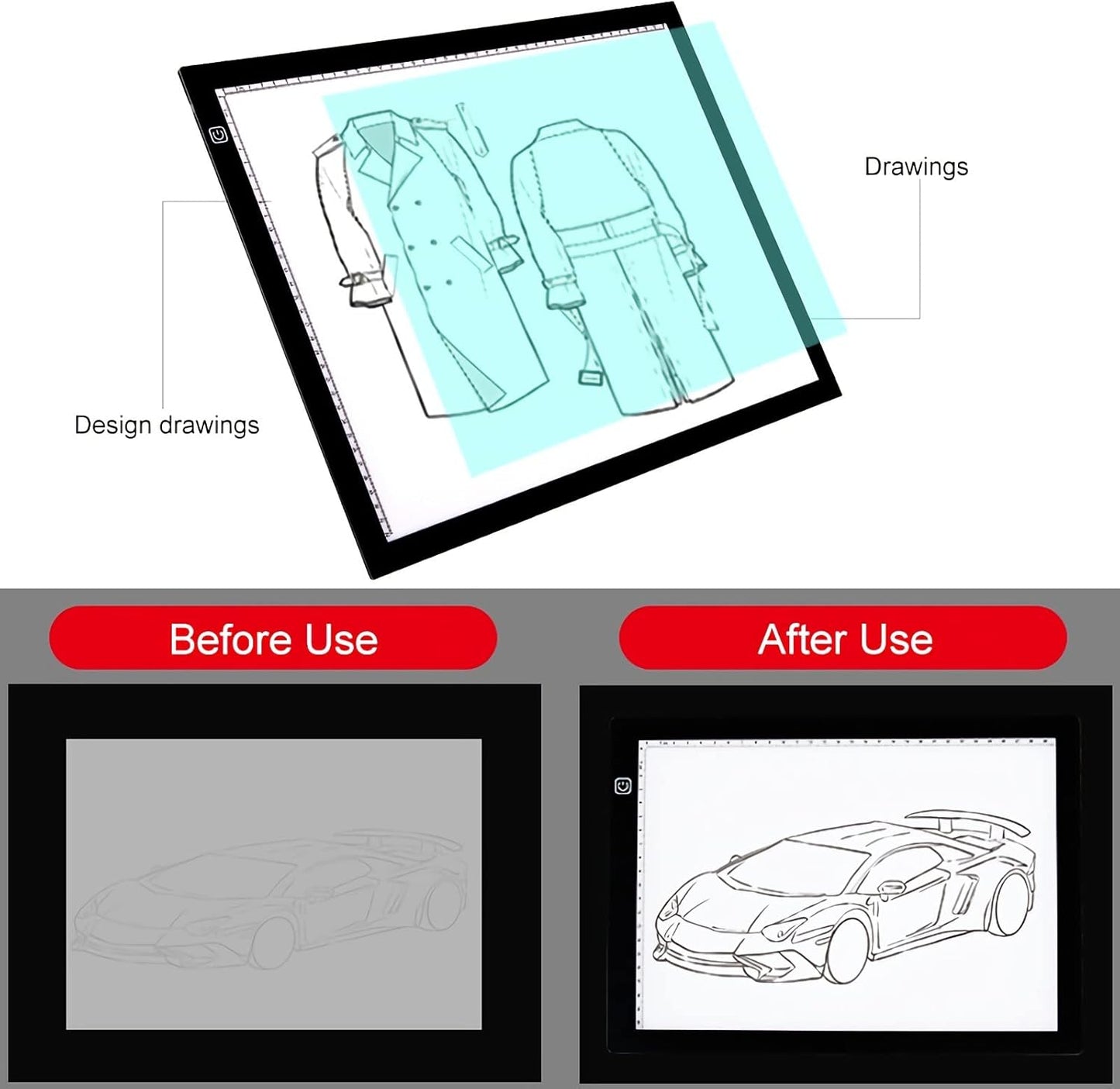 A1 Large Tracing Light Box, Magnetic Light Pad, Portable & Ultra-Thin LED Light Table Tracer Board, Artcraft Light Pad for Tatto Drawing, Sketching, Animation, 5D DIY Diamond Painting