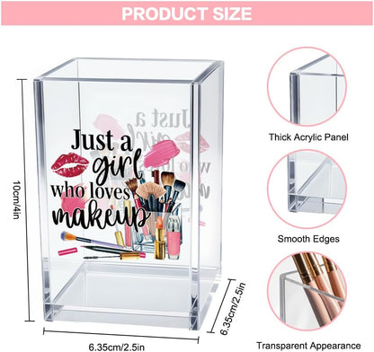 Better Late Than Ugly Acrylic Makeup Brush Organizer Holder, Self Affirmations Desk Acrylic Brushes Storage, Make Up Artist Gifts, Birthday Gifts for Her Wife Sister Friend Makeup Lovers