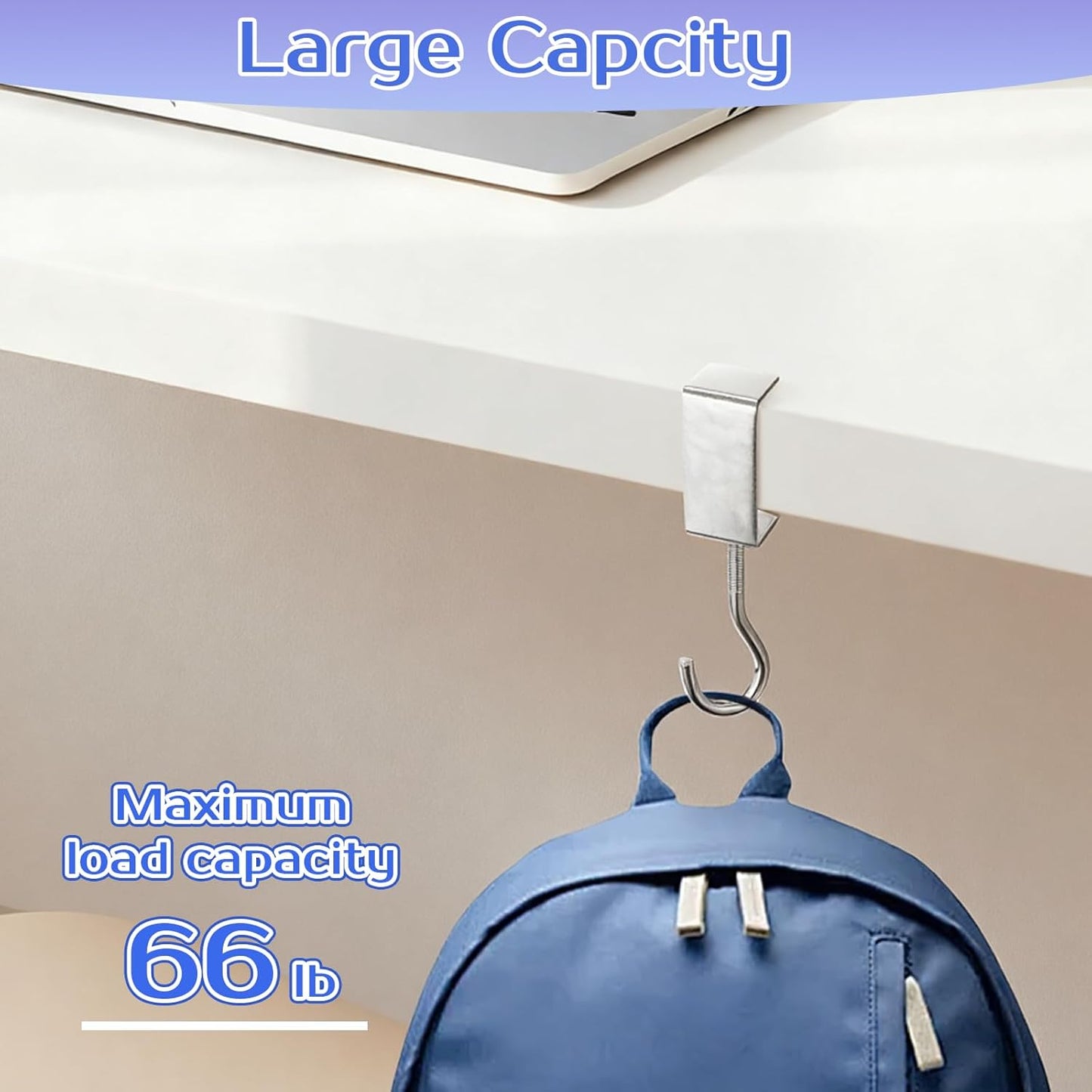 Kifmurase 20Pcs Heavy-Duty Purse Hooks for Table, High-Strength Stainless Steel Hanger, Adjustable Desk Hooks for Hanging Bags, Portable Purse Hanger Clip for Handbag, Backpack, Under Counter