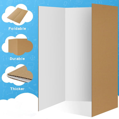 VinTS 8 PCS 36" x 48" Trifold Poster Board White Trifold Foldable Display Poster Board for School Projects, Science Fair,Graduation Exhibitions