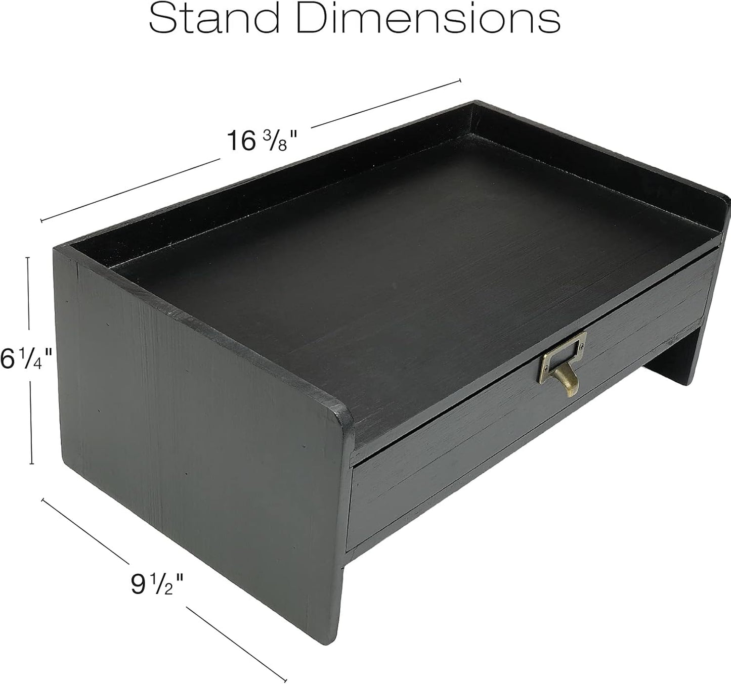 EXCELLO GLOBAL PRODUCTS Wooden Monitor Stand: Includes Drawer for Desktop Organization of Notebooks, Pens, Pencils & Office Supplies (White)