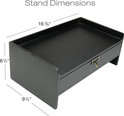 EXCELLO GLOBAL PRODUCTS Wooden Monitor Stand: Includes Drawer for Desktop Organization of Notebooks, Pens, Pencils & Office Supplies (White)