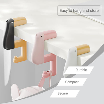 Portable Duck Shaped Detachable Non-Slip Folding Table Hook – No-Drill Purse Hanger & Bag Clamp for School/Office Desk Storage & Organization