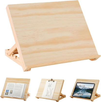 Tabletop Easel, Adjustable & Portable Desktop Art Stand, 13”x9” Solid Pine Wood Drawing Board for Painting, Drawing Canvas & Sketchbooks, Perfect for Adults & Artists
