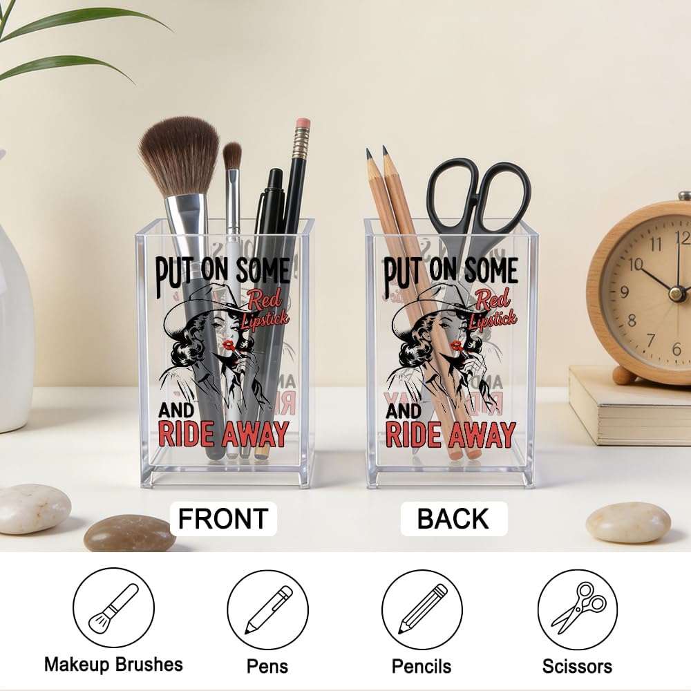 The Makeup Artist Acrylic Cosmetic Pencil Pen Holder, Funny Vanity Accessories for Girls, Makeup Brushes Holder for Beauty Specialist Esthetician, Make Up Artist MUA Appreciation Gifts