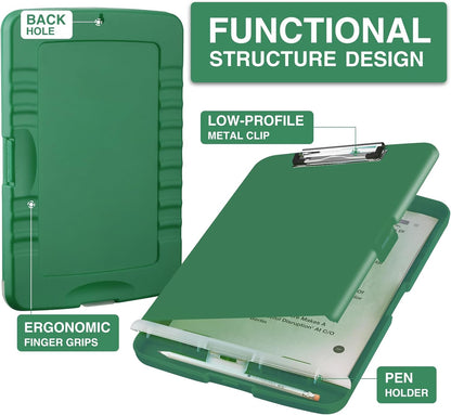 Sooez Clipboard with Storage, Clip Board 8.5 x 11 with Pen Holder, Plastic Organization Case Box for Letter Legal A4 Size Paper, Low Profile Clip, Nurses Teachers Must Haves, School & Office Supplies