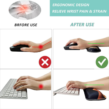 Keyboard Wrist Rest Mouse Wrist Support Set, Memory Foam Wrist Rest Pad for Computer Laptop Keyboard Mouse, Ergonomic Wrist Cushion Support for Typing Pain Relief, Gaming Home Office, Flowers Grass
