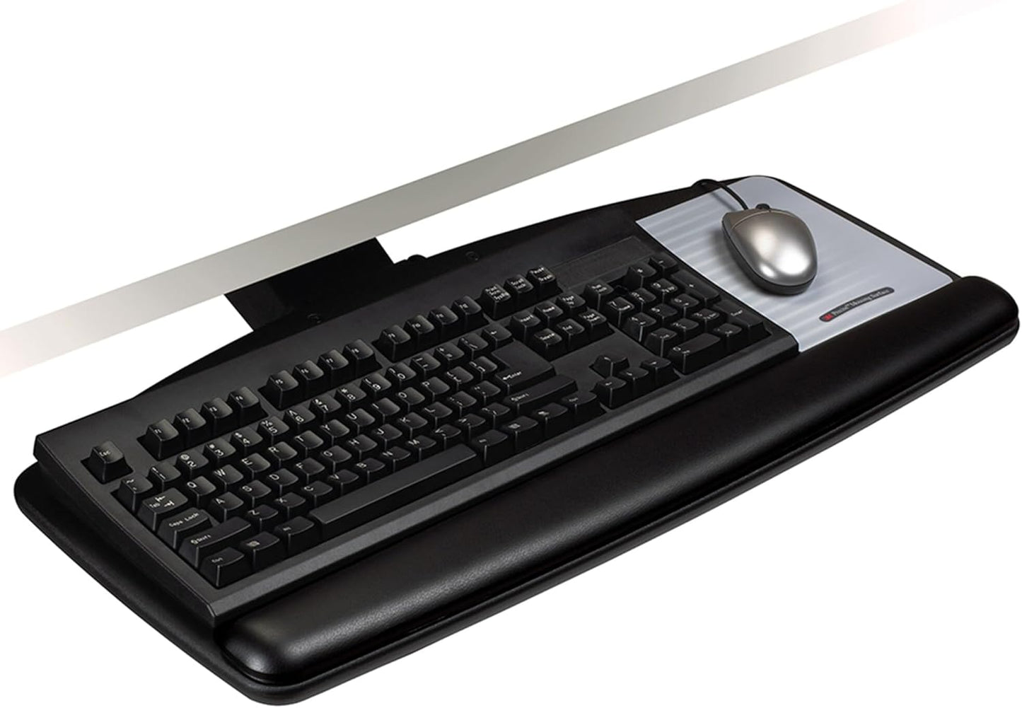 3M Keyboard Tray, Just Lift To Adjust Height And Tilt, Sturdy Tray Includes Gel Wrist Rest And Precise Mouse Pad, Swivels Side To Side And Stores Under Desk, 23" Track, Black (AKT90LE)