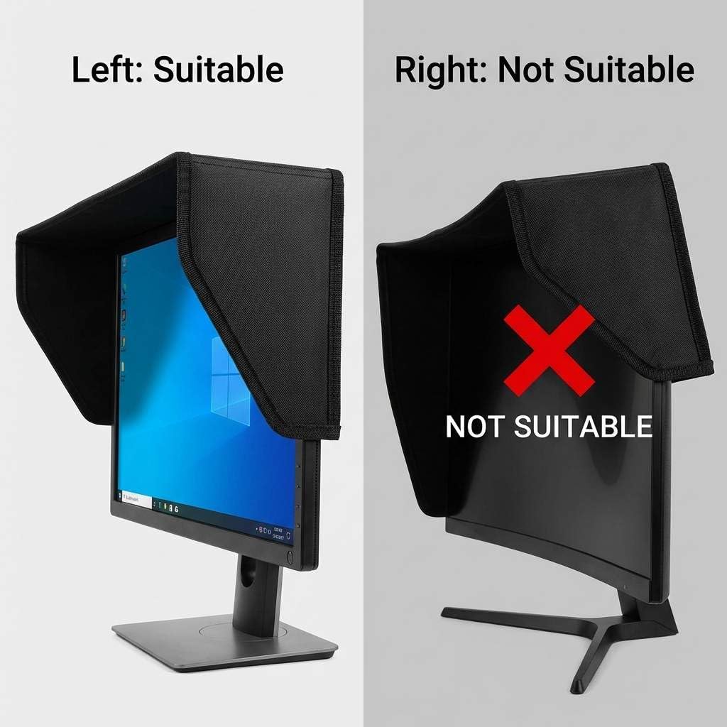 QWORK LCD Video Monitor Hood Sunshade, 7" All-Sides Coverage Sun Shade