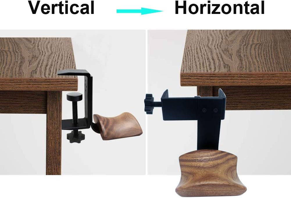 YANGMEI Under-Desk Mount Headphone Hanger Holder Headset Stand Walnut Wood Headphone Rack Hook Desk Tabletop Tape Under-Desk Mount Headphone Hanger Holder for Audio,Studio & Gaming Headphones