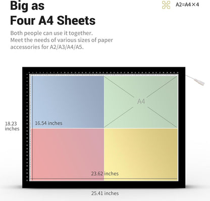 ColorWeaveArt A2 LED Light Pad for Diamond Painting – Tracing Light Box with 10 Levels/Stepless Dimming, Bright LED Light Board for Sketching, Drawing, and Diamond Art Kits for Adults & Kids