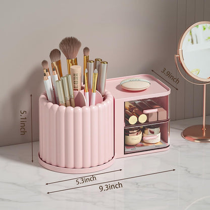 Anyoifax 360 Rotating Makeup Brush Holder 7 Slots Make Up Brush Organizer Removable Spinning Cosmetic Brushes Storage Pen Holder for Vanity, Dresser, Desk, White