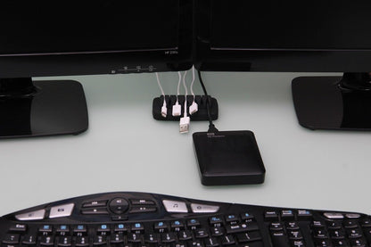 Desktop Cable Organizer, Weighted, Eco-Friendly Silicone, No Bad Smell, Bundled with 4 Reusable Cable Ties (Black)