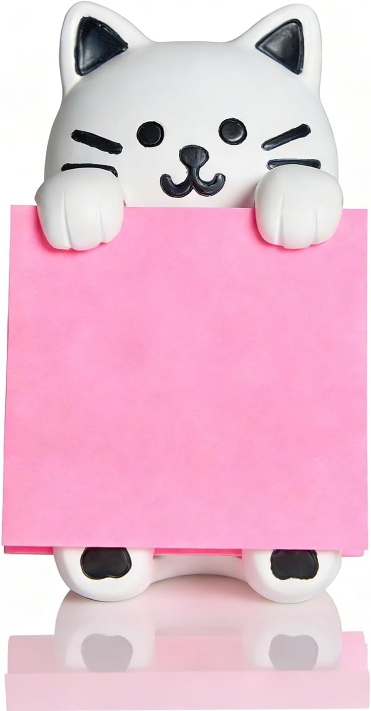 Highland Cow Pop-up Sticky Note Dispenser, Includes 1 Pad of 3x3 in Super Sticky Notes, 100 Sheets, Resin Cute Handmade Desk Holder for Office & Home-Beige