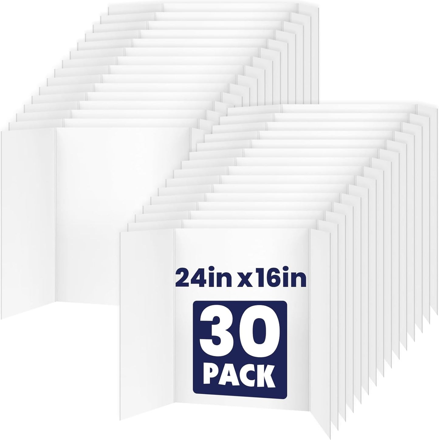 20 Pack Trifold Poster Board, 16in x 24in Corrugated Project Board, White Presentation Board, Trifold Display Board for School Project, Business Presentation, Science Fairs, Event Display