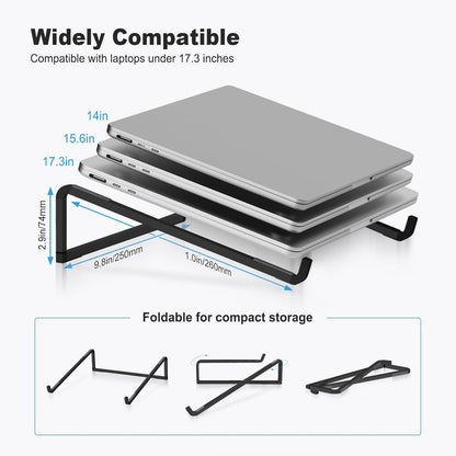TENOC Foldable Laptop Stand for Desk, Universal Laptop Riser Ventilated Holder Mount Compatible with MacBook, Notebook, ASUS, Acer and More, Silver