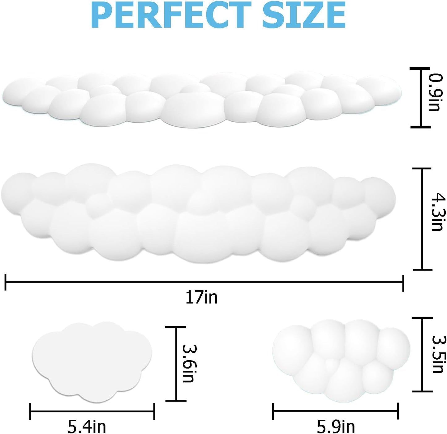 Cloud Wrist Rest Keyboard, PU Leather Memory Foam Wrist Rest for Computer Keyboard, Ergonomic Keyboard Wrist Rest and Cute Mouse Wrist Rest for Gaming,Office,Computer,Typing Pain Relief,Pastel Green