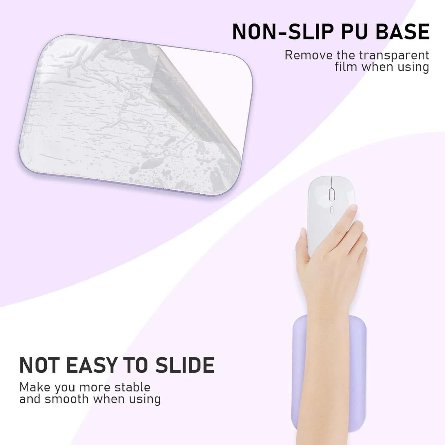 Leolee Elbow Rest Pads for Desk, Black Ergonomic Arm Rest Pads with Memory Foam & Non-Slip Base, Armrest Cushion Support Pad Relieve Elbow and Wrist Pain for Computer, Office, 2 Packs