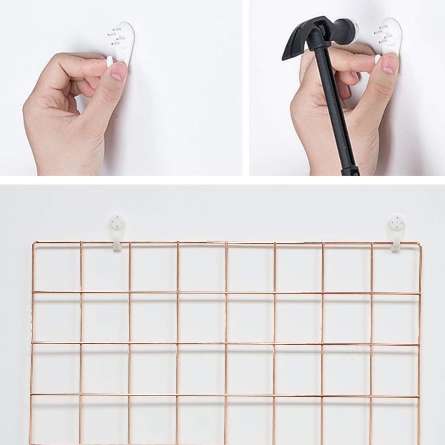 2 Pack Large Wall Grid Panels with Light and Clips, Photo Display Board, Picture Frame Collage Board, Wire Grid Wall Panel Room Decoration,Black