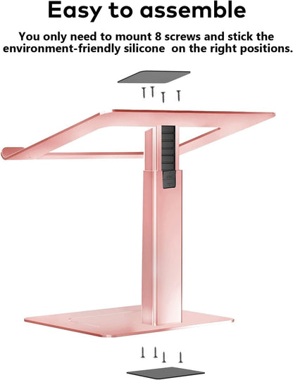 Laptop Stand for Desk, Ergonomic Sitting and Standing Laptop Riser for Notebook MacBook 11-17 Inches，DJ Laptop Stand Adjustable Height from 7-15 Inches Aluminum(Black)