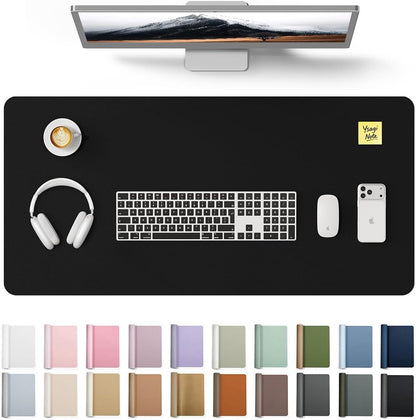 YSAGi Leather Office Desk Pad Protector, Large Mouse Pad, Non-Slip, PU Leather, Laptop Desk Blotter, Waterproof Writing Pad for Office and Home, Black, 23.6" x 13.8" - Colors B