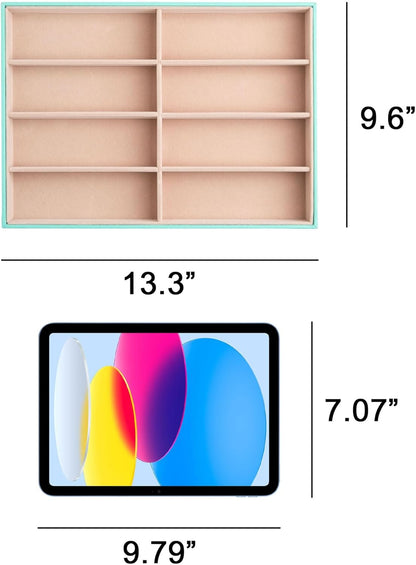 Frebeauty Sunglass Organizer,PU Leather Glasses Organizer,8-Slot Sunglasses Tray,Men's/Women's Sunglasses Box,Sunglass Case,13.3 x 9.6 x 1.5 Inches,Eyeglass/Eyewear Display Tray(Grey)