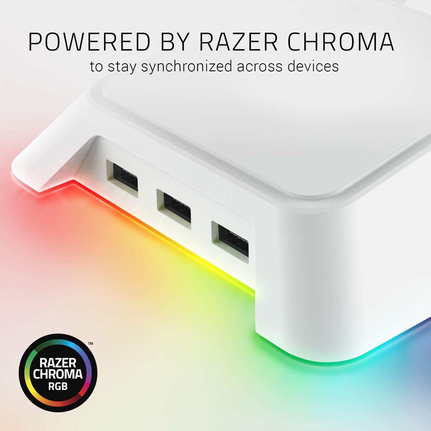 Razer Base Station V2 Chroma Headphone Headset Stand Holder: Chroma RGB Lighting - Taller Stand & Anti-Slip Ledge - USB Charging Ports - Anti-Slip Rubber Base - 3.5mm Port + Built-in DAC - Black