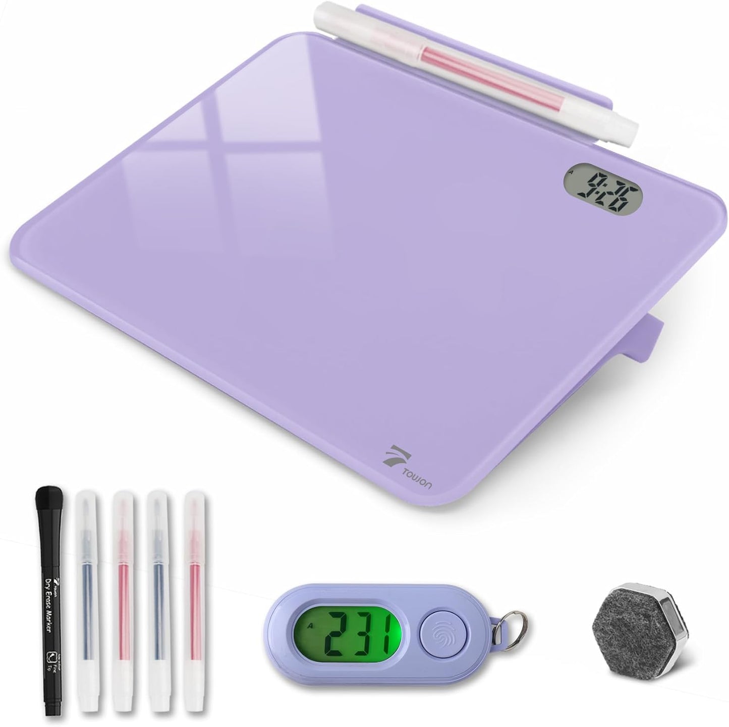 TOWON Small Glass Dry Erase Board, Desk White Board with Standing, Mini Whiteboard Easel Pad Set, Stenography Artifact for Office, Home and School Supplies, 8x6 Inches, Black