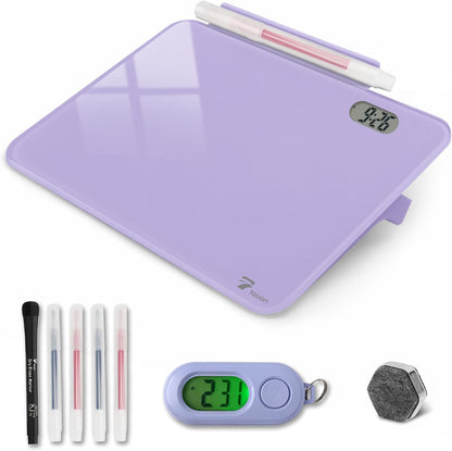TOWON Small Glass Dry Erase Board, Desk White Board with Standing, Mini Whiteboard Easel Pad Set, Stenography Artifact for Office, Home and School Supplies, 8x6 Inches, Black