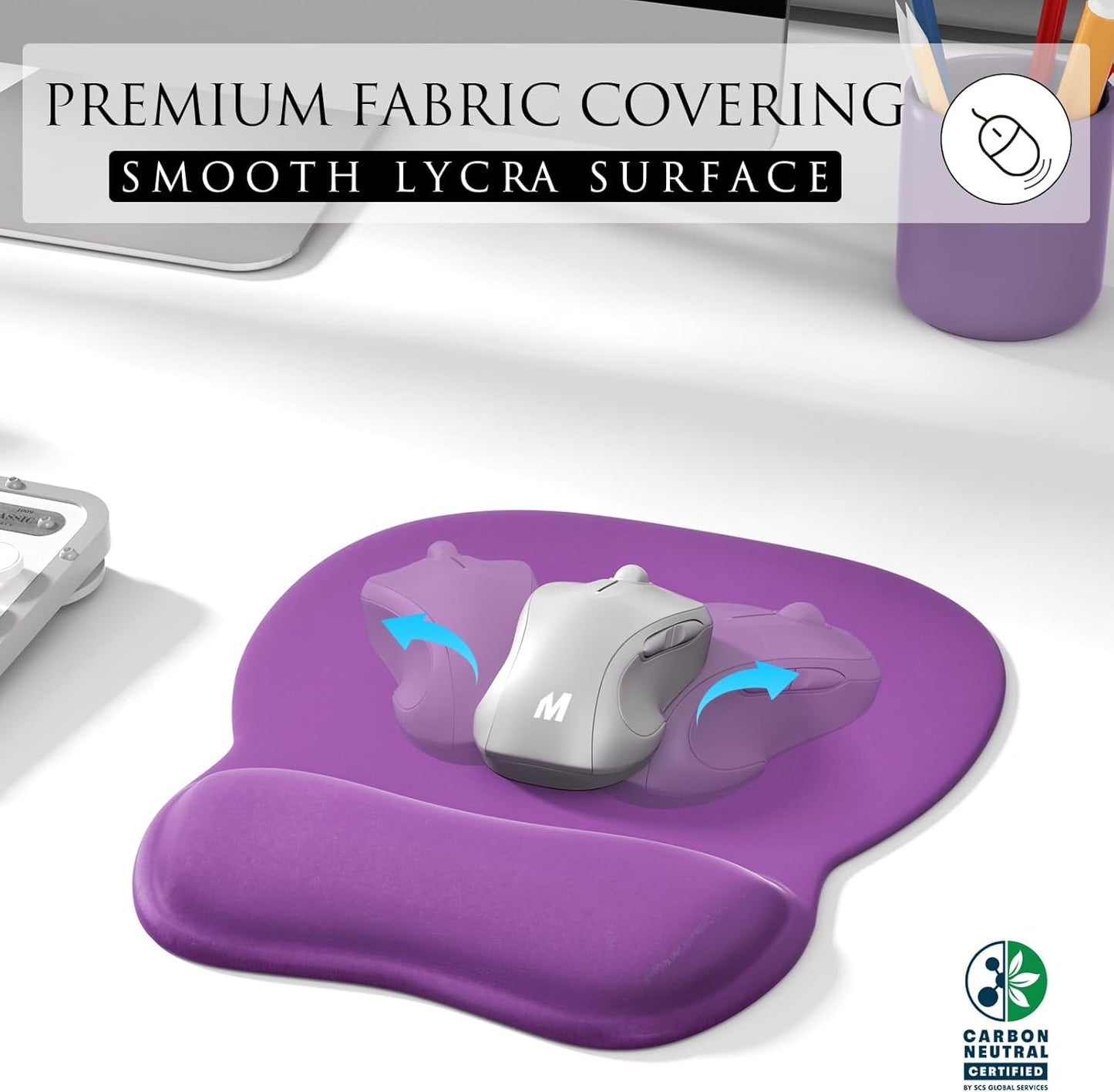MROCO Ergonomic Mouse Pad with Gel Wrist Rest, Smooth Wrist Support Surface, Non-Slip PU Base for Pain Relief, Comfortable Mousepad for Computer, Laptop, Office & Home, 9.4 x 8.1 in, Black