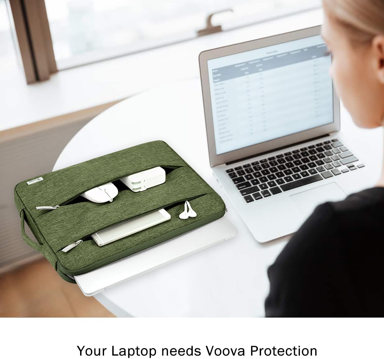 Voova 15.6 16 Inch Laptop Sleeve Case Compatible with MacBook Pro 16 M1/M2/M3/M4 Max 2019-2025, 15.6-16” Hp Lenovo Acer Asus, Waterproof Slim Computer Bag Cover with Handle, Grey