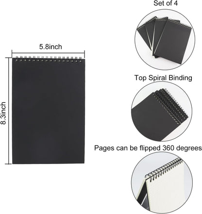 4 Pack Graph Paper Notebook, A5 Top Wirebound Grid Spiral Notebook 5.8" x 8.3",60 Sheets,5mm x 5mm Grid Paper,Grid Notepad for Students, Math, Engineering (4 Colors)