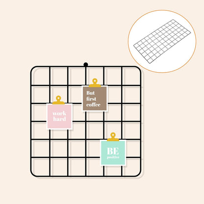 YOKIVE 3Pcs Iron Wire Grid Panel, Decorative Panels Board | Photo Pictures Display Holders Hanging Frame for Home Office (Black, 16"x12")
