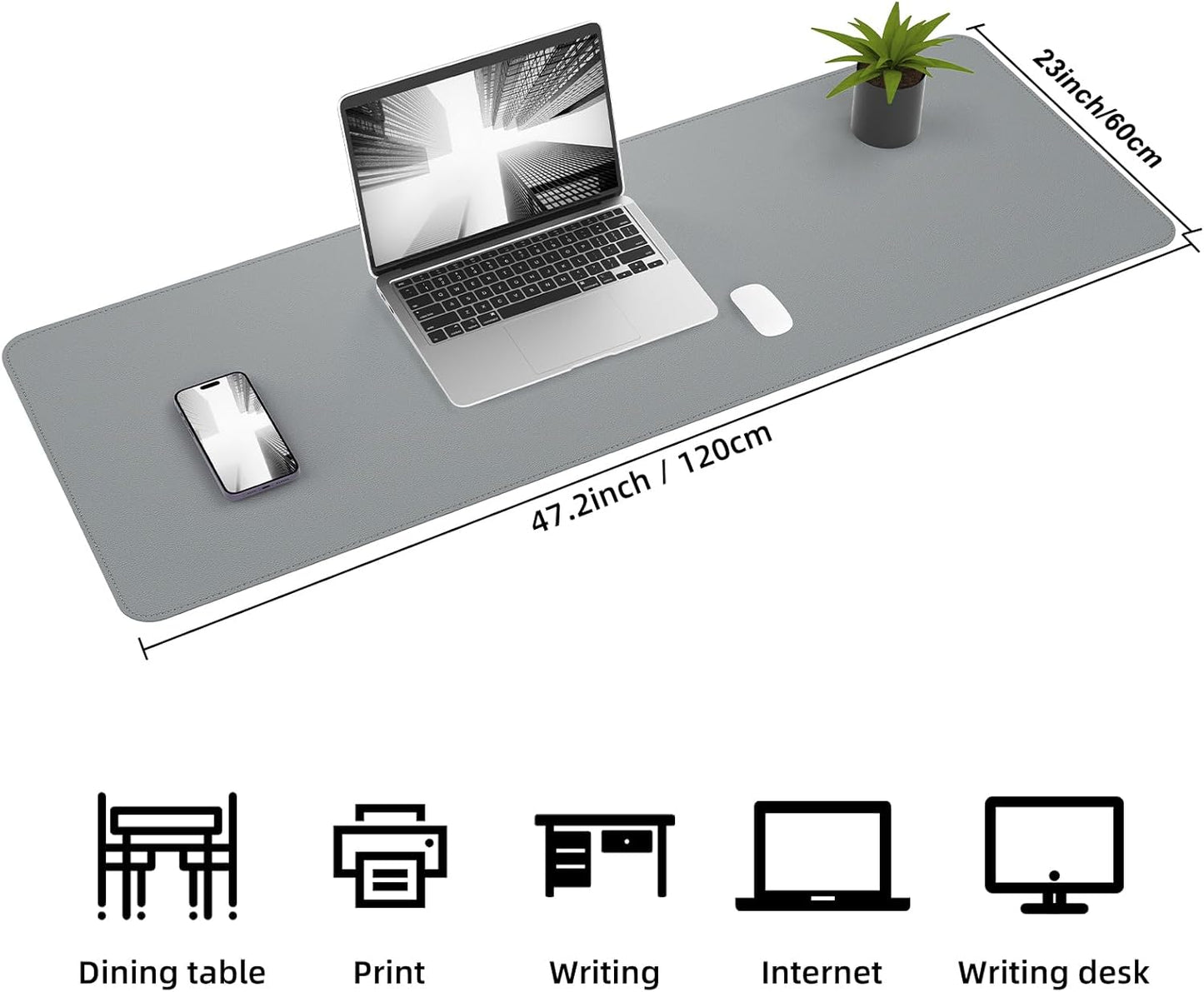 AFIING Large Desk Mat 47" x 17", Dual-Sided Natural Cork & PU Leather Desk Pad, Non-Slip Waterproof Mouse Pad for Office, Home & Gaming, Black