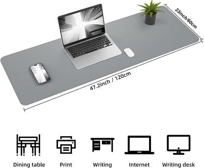 AFIING Large Desk Mat 47" x 17", Dual-Sided Natural Cork & PU Leather Desk Pad, Non-Slip Waterproof Mouse Pad for Office, Home & Gaming, Black