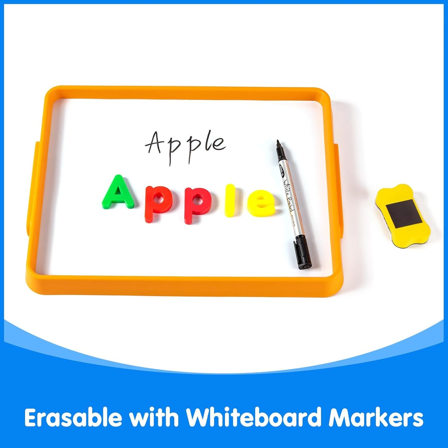 Magnetic Board for Kids – 13.2" X 10" - Magnetic Dry Erase Tray | Stackable Magnetic Tray for Classroom, Home, Travel & Preschool Learning (Cyan)