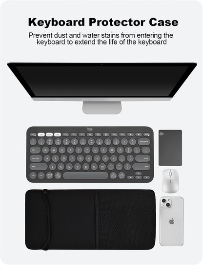 Carrying Bag Keyboard Travel Protective Sleeve Waterproof Neoprene Case for Logitech Pebble Keys 2 K380s Wireless Bluetooth Keyboard